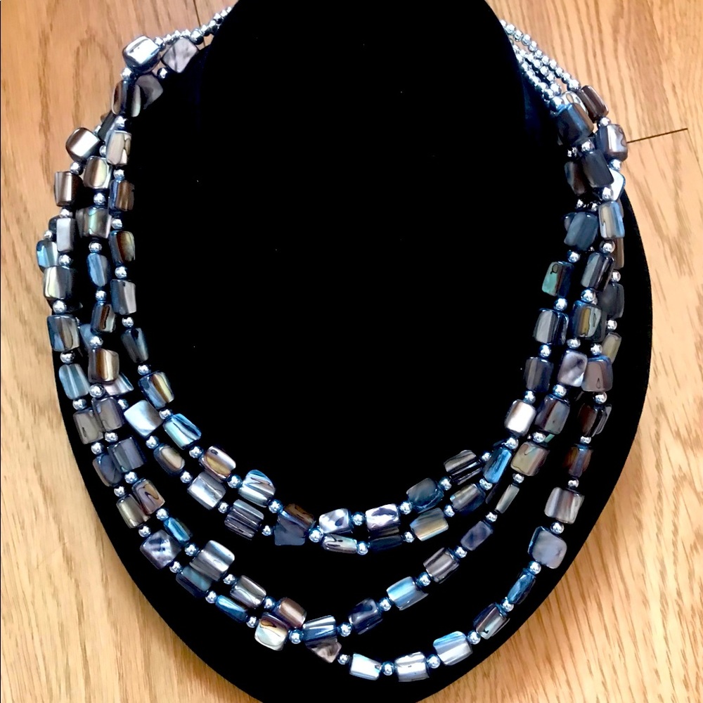 Beautiful 4 Strand Abalone (Faux) Necklace NWOT